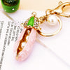 Metal And Zinc Alloy Pastoral Style Pea Pod Car Keychain For Women