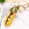 Metal And Zinc Alloy Pastoral Style Pea Pod Car Keychain For Women
