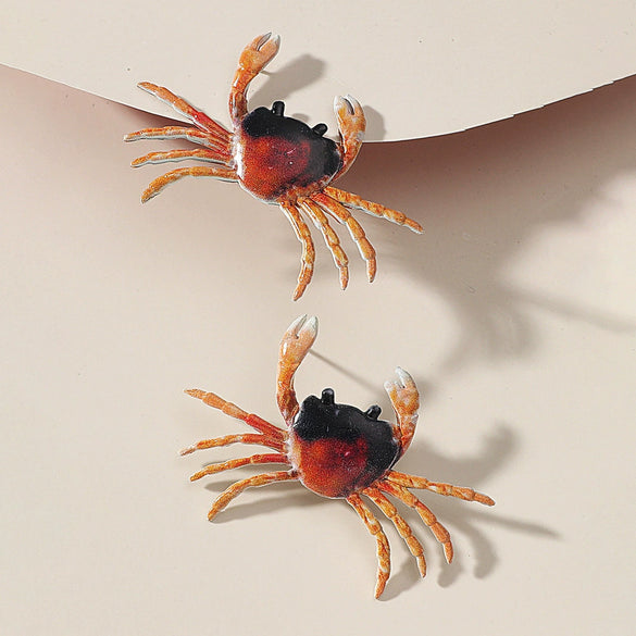 Metal Animal Crab Electroplated Earrings And Necklace Set For Women