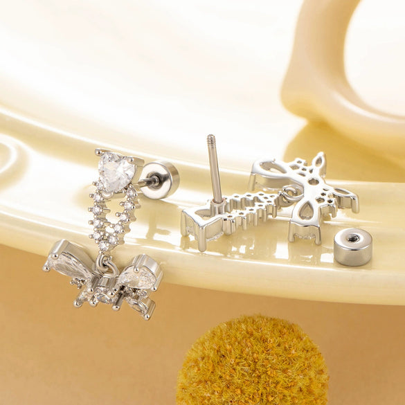 Metal Animals Zodiac Butterfly Pendant Earrings Electroplated Titanium Steel For Women