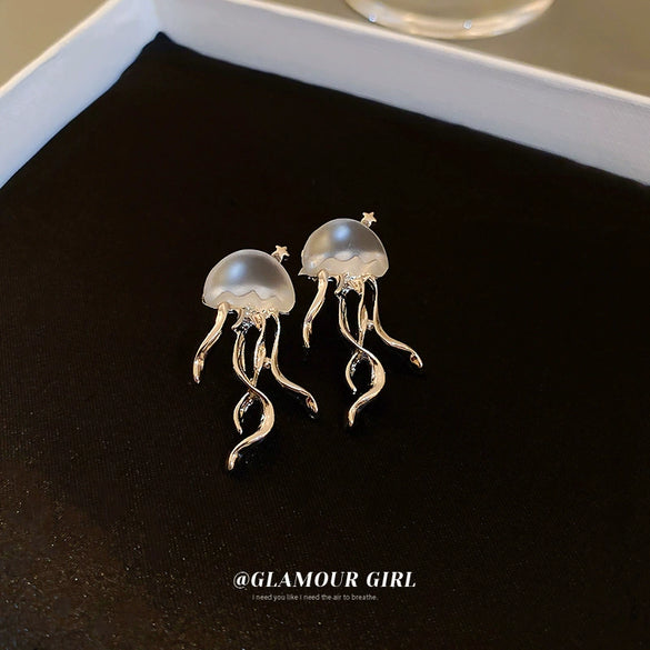 Metal Animals Zodiac Electroplated Jellyfish Earrings For Women