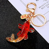 Metal Arowana Car Keychain Cute Key Chain Ring For Men And Women With Crystal As Gift