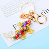 Metal Arowana Car Keychain Cute Key Chain Ring For Men And Women With Crystal As Gift