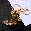 Metal Arowana Car Keychain Cute Key Chain Ring For Men And Women With Crystal As Gift