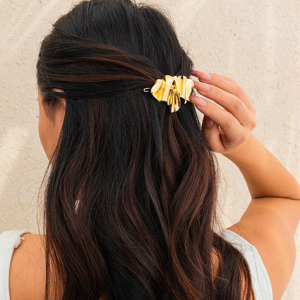 Metal Asymmetrical Geometric Square Hairpin With Electroplating For Women