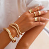Metal Asymmetrical Lava Bracelet For Women Geometric Style Electroplated