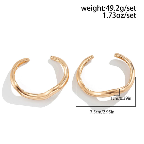 Metal Asymmetrical Lava Bracelet For Women Geometric Style Electroplated