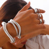 Metal Asymmetrical Lava Bracelet For Women Geometric Style Electroplated