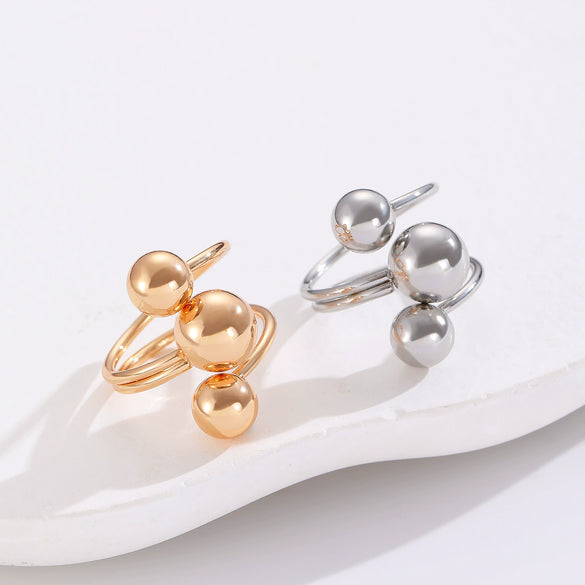 Metal Ball Geometric Ring Electroplated Hand Jewelry For Unisex