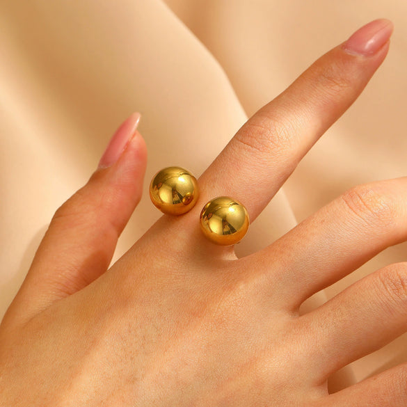 Metal Ball Geometric Ring Electroplated Hand Jewelry For Unisex