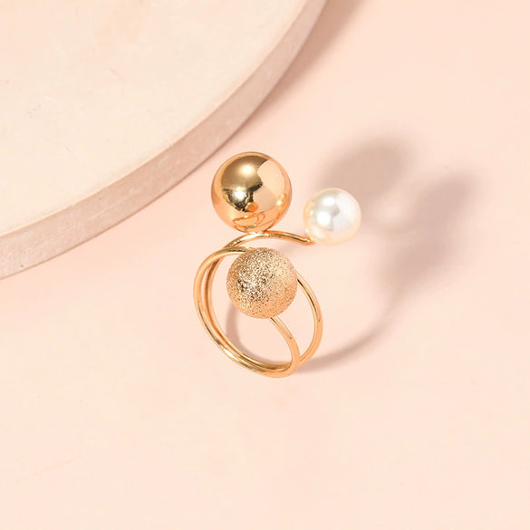 Metal Ball Multiring Adjustable Open Ring With Electroplating Simple Style Unisex