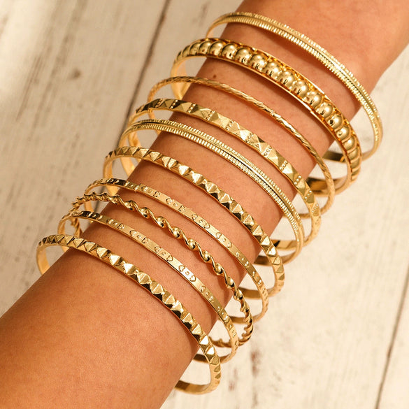 Metal Bohemian Retro Exaggerated Mix And Match Hollow Love Geometric Iron Electroplated Bracelet Jewelry
