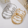 Metal Bohemian Style Vintage Overlapping Open Bracelet With Geometric Pattern And Electroplating For Women And Couple Ferroalloy Material