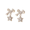 Metal Bow Fivepointed Star Pendant Titanium Steel Ear Nail For Women Electroplated