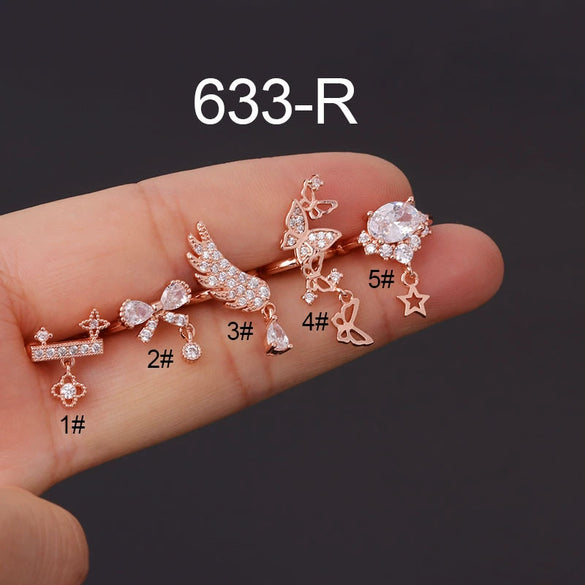 Metal Bow Zircon Electroplated Women's Fashion Simple Ear Clip Earrings