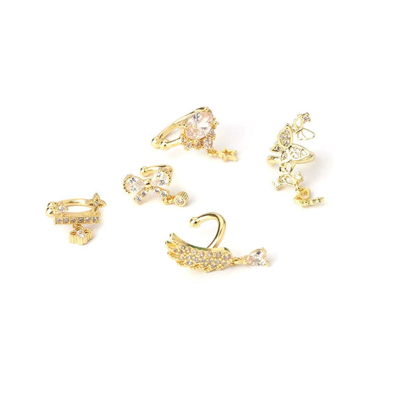 Metal Bow Zircon Electroplated Women's Fashion Simple Ear Clip Earrings
