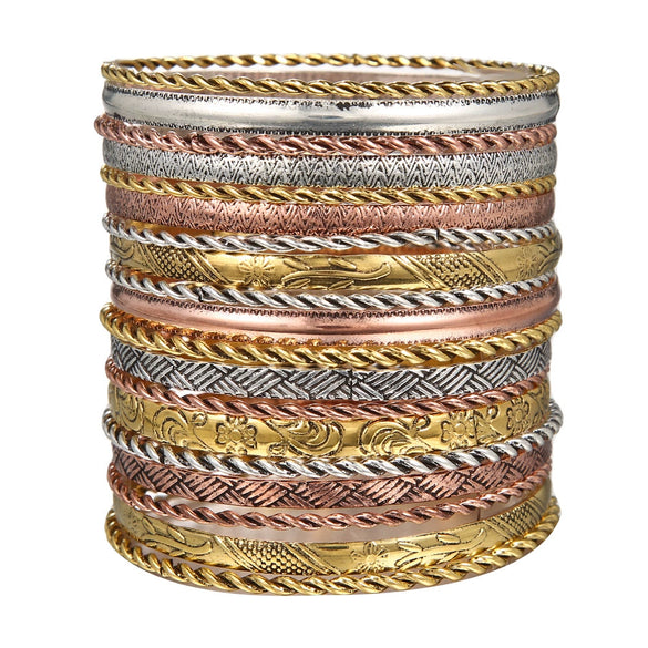 Metal Bracelet Alloy Iron Geometric Vintage Hammered Electroplated Unisex