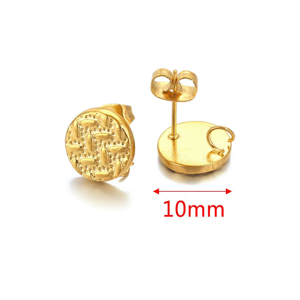 Metal Braided Threaded Round Ring Earring Accessories Gold Plated Handmade With Hirback Pattern