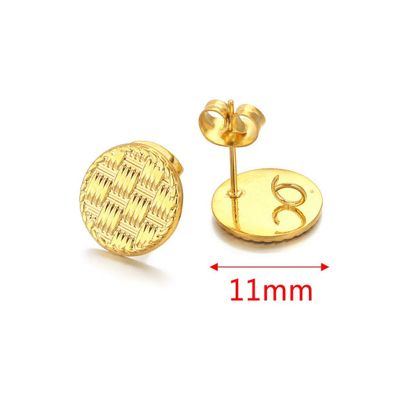 Metal Braided Threaded Round Ring Earring Accessories Gold Plated Handmade With Hirback Pattern