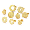 Metal Braided Threaded Round Ring Earring Accessories Gold Plated Handmade With Hirback Pattern