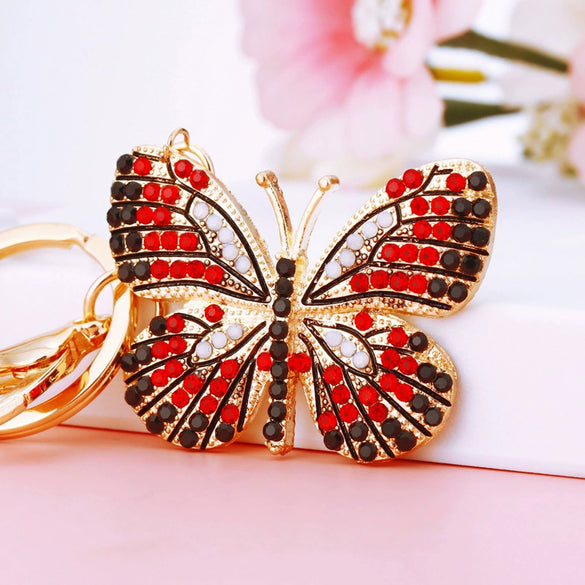 Metal Butterfly Diamond Color Cute Women's Keychain Bag Pendant