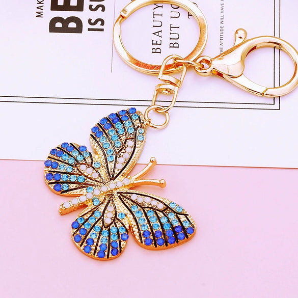 Metal Butterfly Diamond Color Cute Women's Keychain Bag Pendant