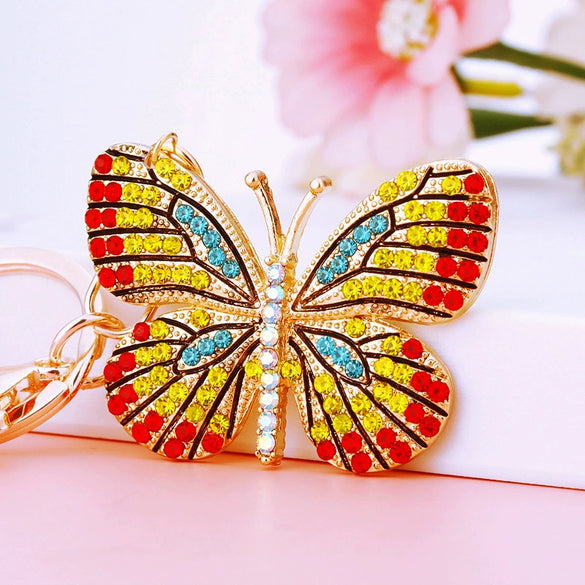 Metal Butterfly Diamond Color Cute Women's Keychain Bag Pendant