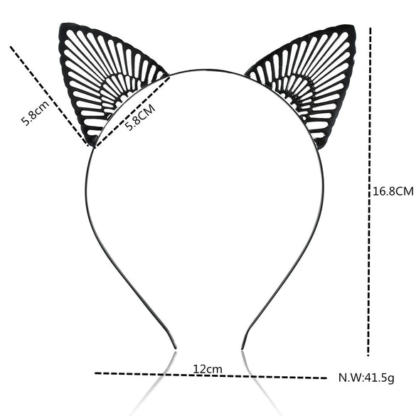 Metal Cat Ear Hairband Headwear For Women Electroplated Animal Style
