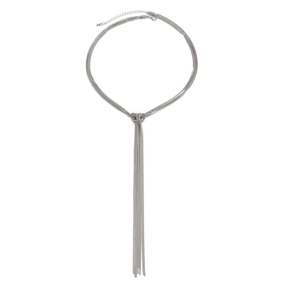 Metal Chain Geometric Knotted Tassel Necklace For Women With Electroplating