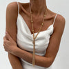 Metal Chain Geometric Knotted Tassel Necklace For Women With Electroplating