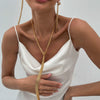 Metal Chain Geometric Knotted Tassel Necklace For Women With Electroplating