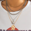 Metal Chain Stacked Necklace With Alloy Geometric Pendant And Snakeskin Pattern For Women