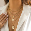 Metal Chain Stacked Necklace With Alloy Geometric Pendant And Snakeskin Pattern For Women