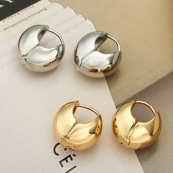 Metal Cold Style Asymmetrical Geometric Microinlay Copper Earrings For Women
