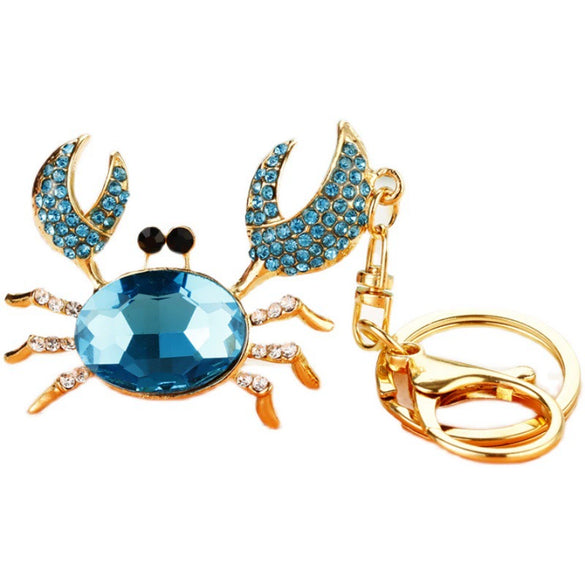 Metal Crab Shaped Keychain With Diamond Encrustment Pastoral Style For Female