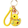 Metal Creative Rhinestone Cute Big Yellow Duck Shape Car Key Chain Women's Bag Pendant