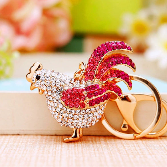 Metal Creative Rhinestone Cute Big Yellow Duck Shape Car Key Chain Women's Bag Pendant