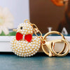 Metal Creative Rhinestone Cute Big Yellow Duck Shape Car Key Chain Women's Bag Pendant