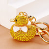 Metal Creative Rhinestone Cute Big Yellow Duck Shape Car Key Chain Women's Bag Pendant