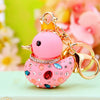 Metal Creative Rhinestone Cute Big Yellow Duck Shape Car Key Chain Women's Bag Pendant