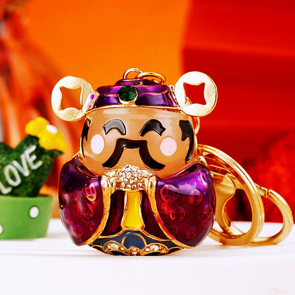 Metal Creative Rhinestone Cute Big Yellow Duck Shape Car Key Chain Women's Bag Pendant