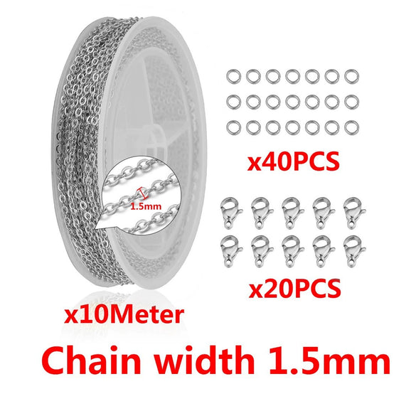 Metal Cross Chain With Lobster Buckle Opening Ring Electroplated Geometric Jewelry Accessories For Diy Handmade Necklace Bracelet