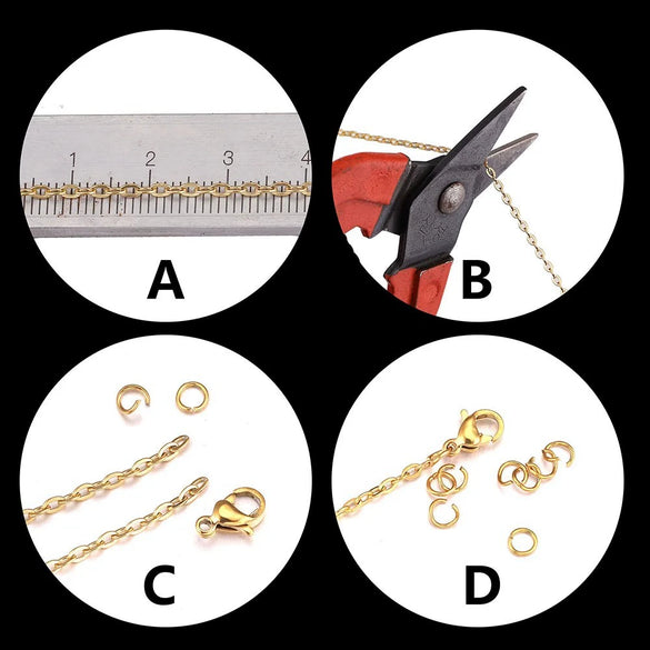 Metal Cross Chain With Lobster Buckle Opening Ring Electroplated Geometric Jewelry Accessories For Diy Handmade Necklace Bracelet