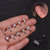 Metal Cross Ear Bone Stud Piercing Screw Earrings With Crown Floral Design Light Luxury Style Electroplated