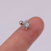 Metal Cross Ear Bone Stud Piercing Screw Earrings With Crown Floral Design Light Luxury Style Electroplated