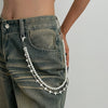 Metal Cross Pendant Pants Chain Punk Style Imitation Pearl Beaded Waist Accessory