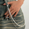 Metal Cross Pendant Pants Chain Punk Style Imitation Pearl Beaded Waist Accessory