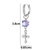 Metal Cross Pendant Women's Earrings With Austrian Round Diamond And Zirconia