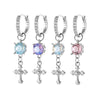 Metal Cross Pendant Women's Earrings With Austrian Round Diamond And Zirconia