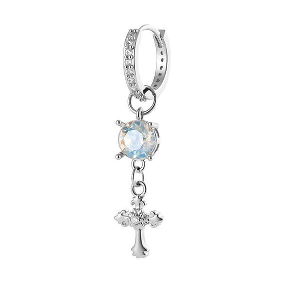 Metal Cross Pendant Women's Earrings With Austrian Round Diamond And Zirconia